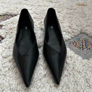COS Black Leather Pointed Toe Flats NWOT